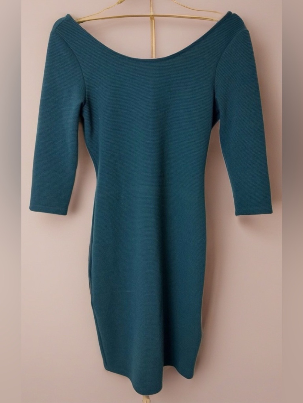 EVERLY- Green Ribbed Bodycon Dress